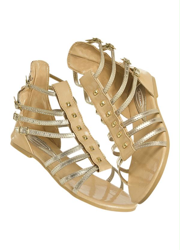 Quintess - Rasteira Bege/Ouro Modelo Gladiador 5