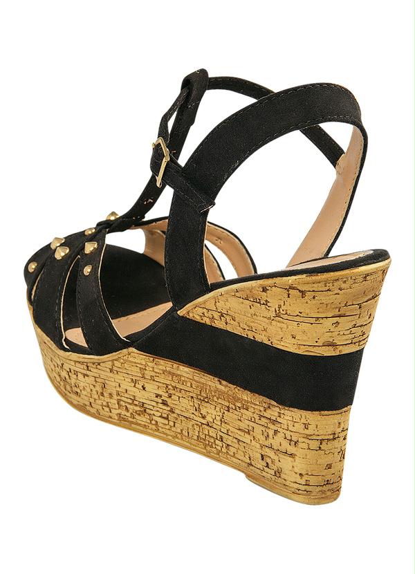 Quintess - Sandália Anabela Spikes Preta 2