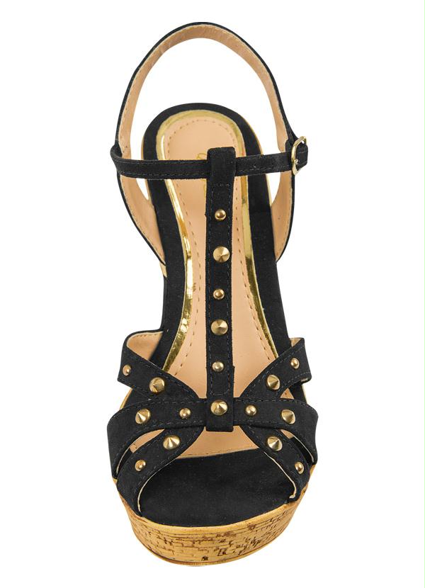 Quintess - Sandália Anabela Spikes Preta 4