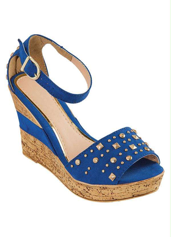 Quintess - Sandália Anabela Tachas Marinho