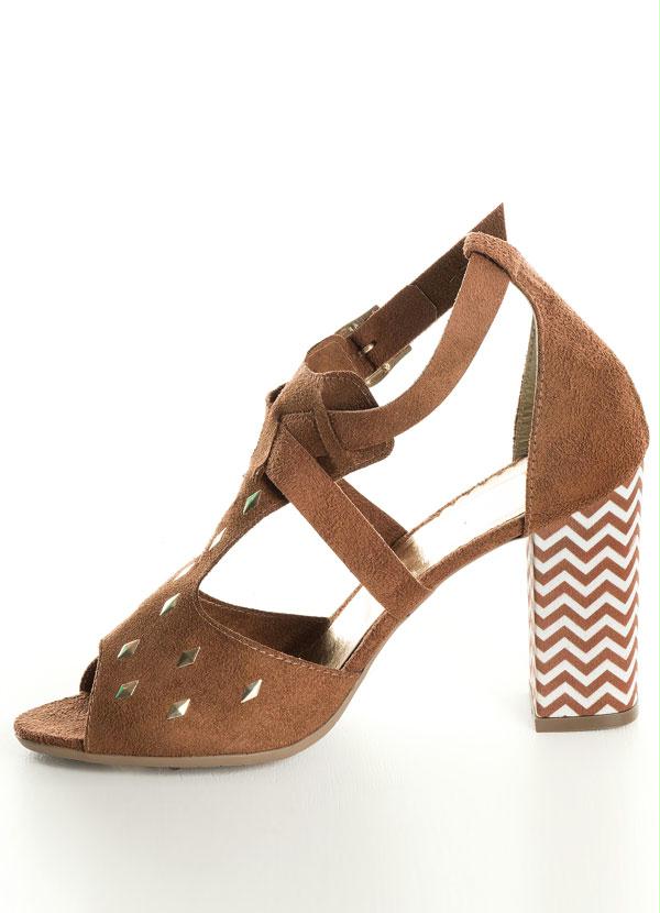 Outlet - Sandália com Salto Geométrico Marrom 3