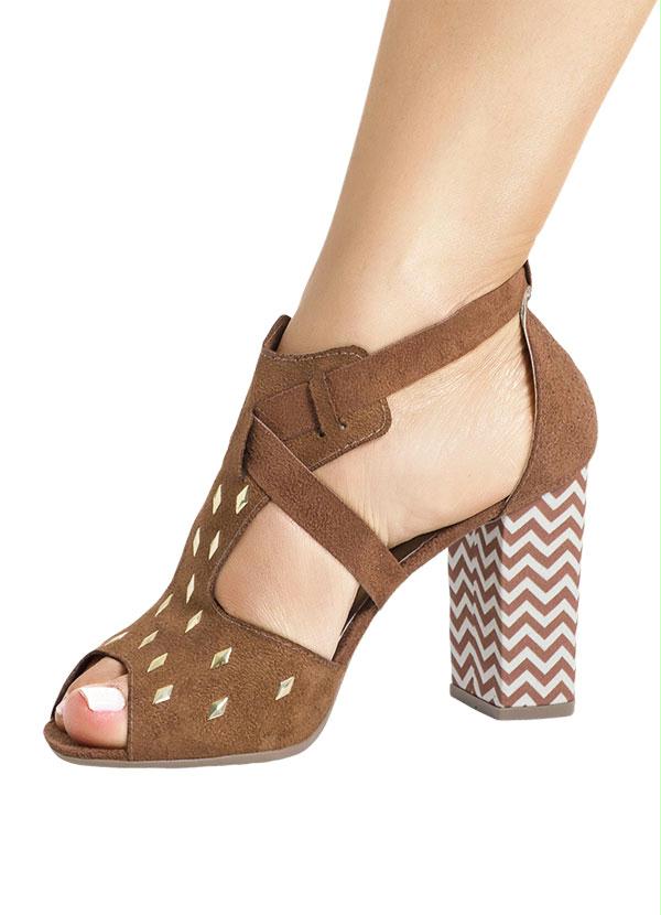 Outlet - Sandália com Salto Geométrico Marrom 5
