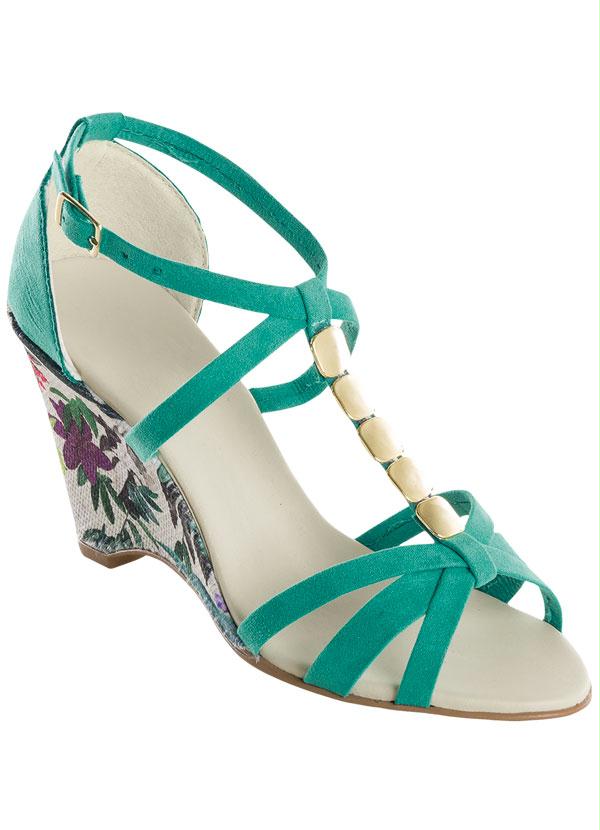 Outlet - Sandália com Salto Tropical Verde
