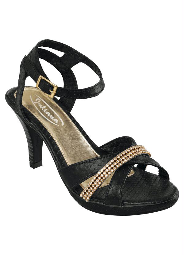 Outlet - Sandália com Strass Preta