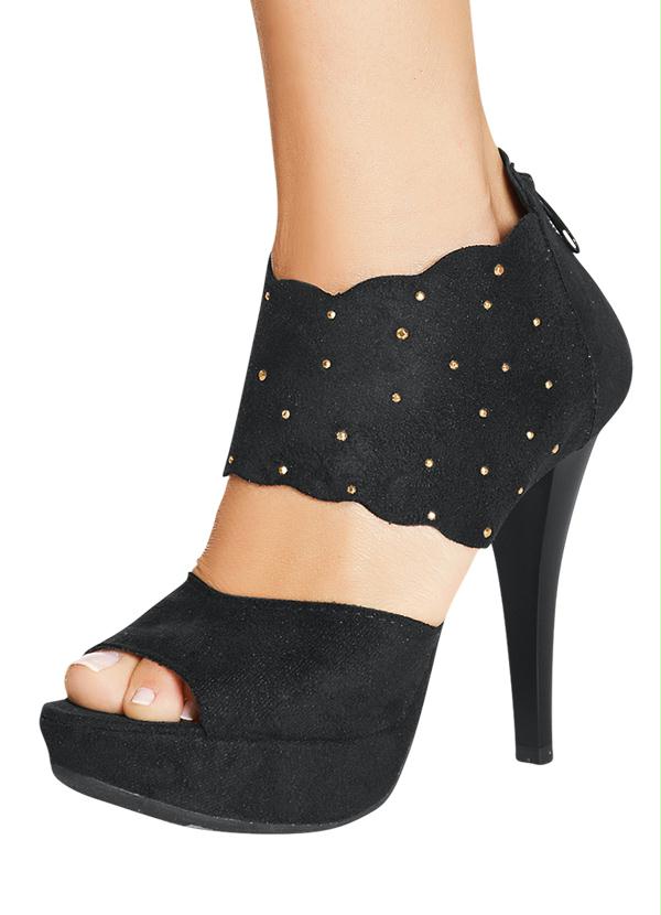 Outlet - Sandália Detalhe com Tachas Preto 6