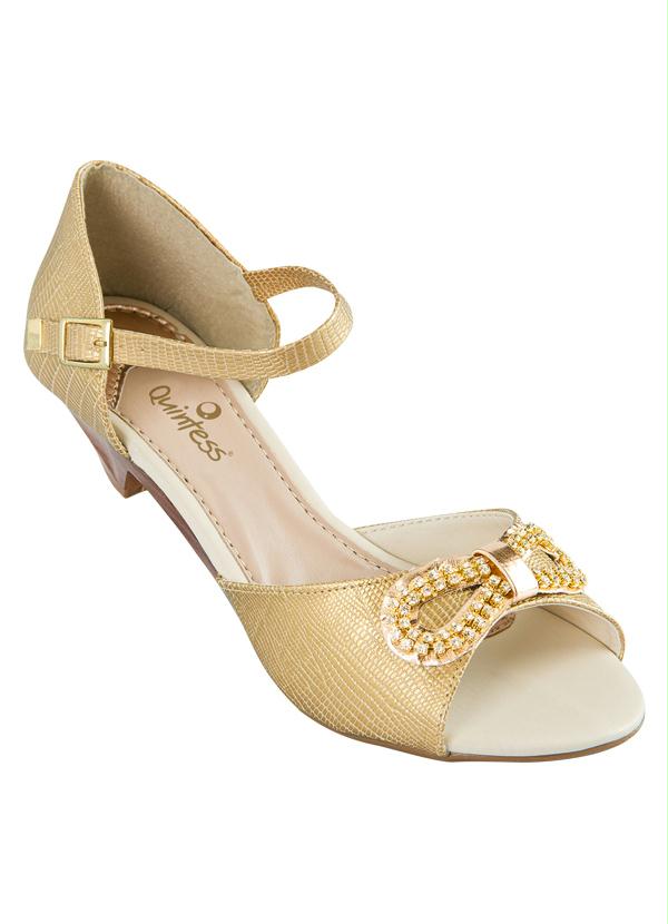 Quintess - Sandália Dourada com Detalhe de Laço