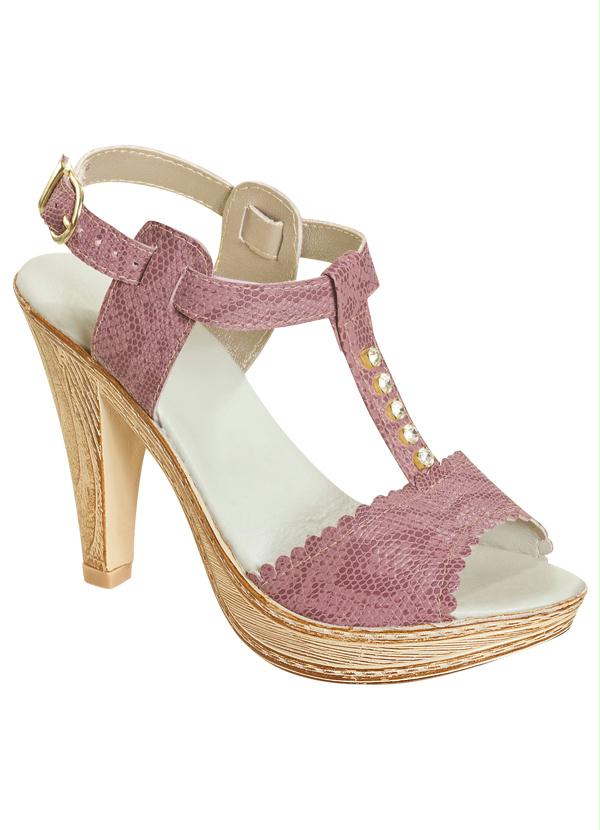 Moda Pop - Sandália Feminina Rose com Textura de Cobra
