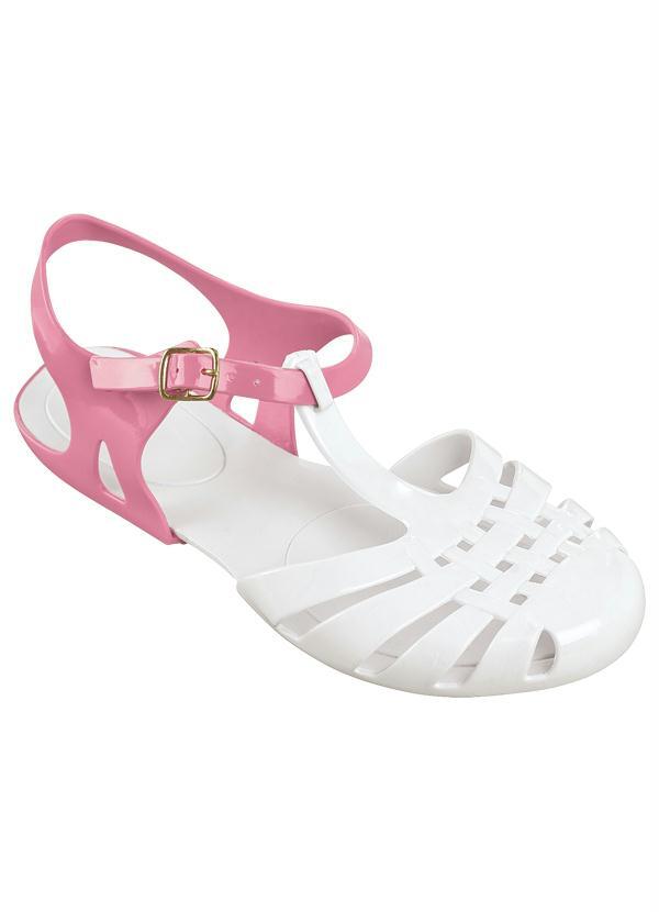 Outlet - Sandália Infantil Branca e Rosa