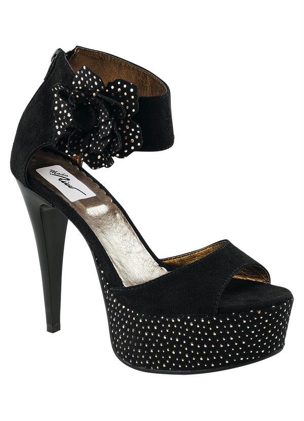 Outlet - Sandália Meia Pata Detalhe Flor Preta