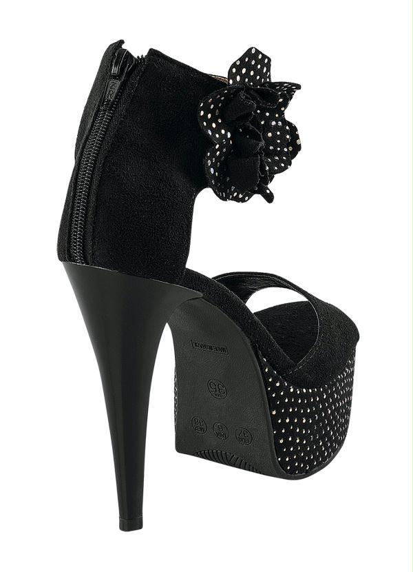 Outlet - Sandália Meia Pata Detalhe Flor Preta 2