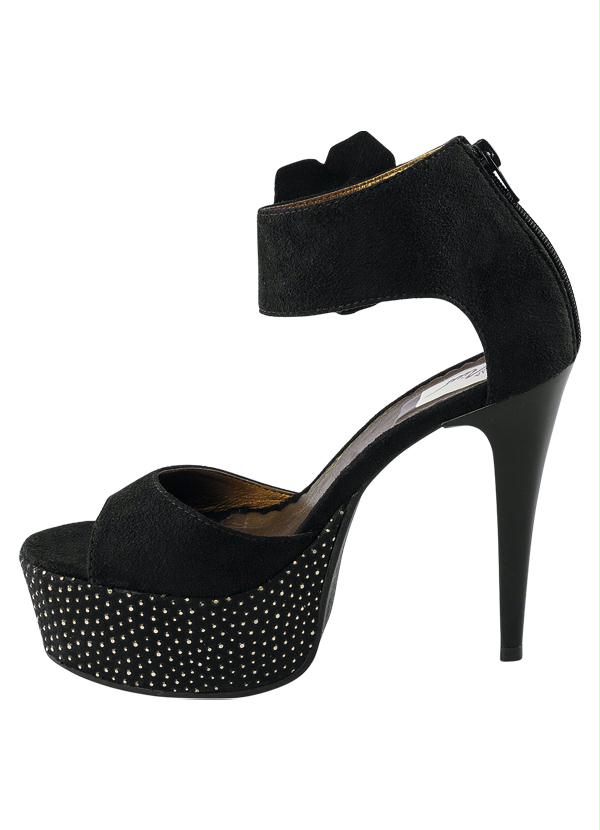 Outlet - Sandália Meia Pata Detalhe Flor Preta 3