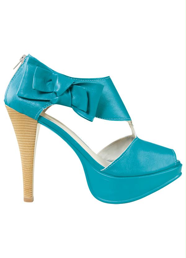Quintess - Sandália Peep Toe Turquesa