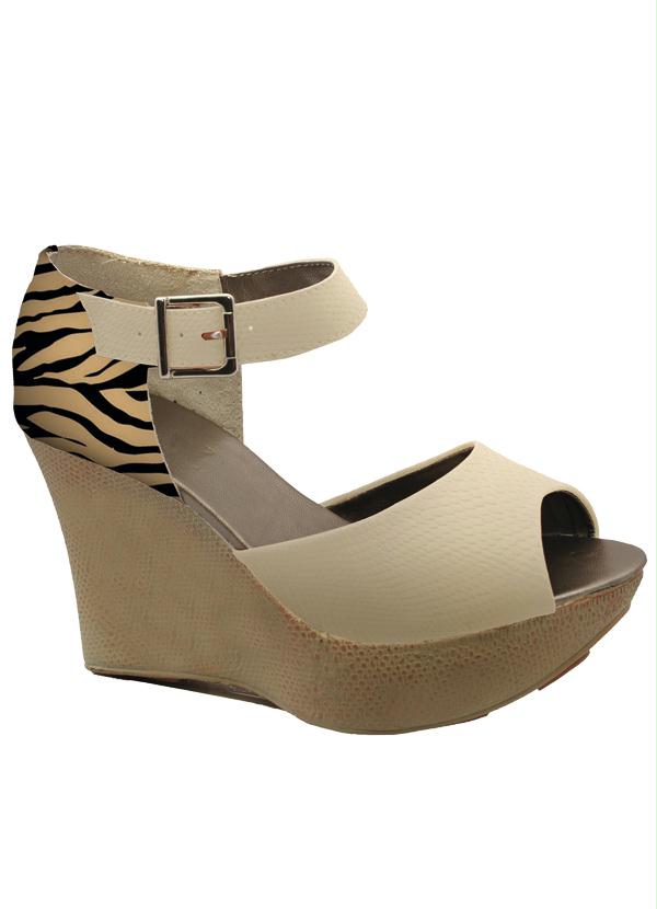 Perfecta - Sandália Plataforma Animal Print e Bege