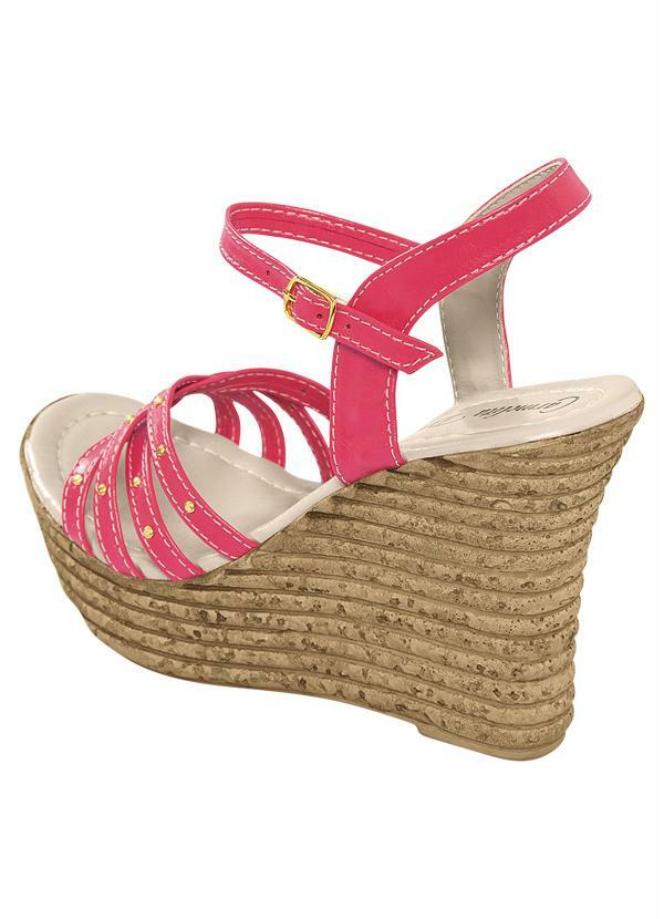 Perfecta - Sandália Plataforma Aplique de Tachinhas Rosa 2