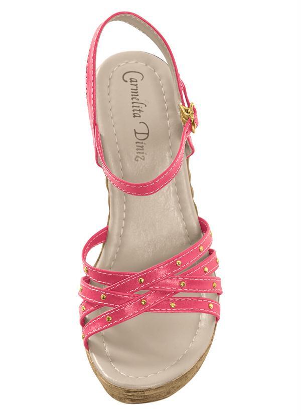 Perfecta - Sandália Plataforma Aplique de Tachinhas Rosa 4