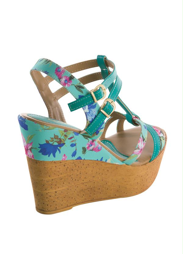 Quintess - Sandália Plataforma Azul Floral 2