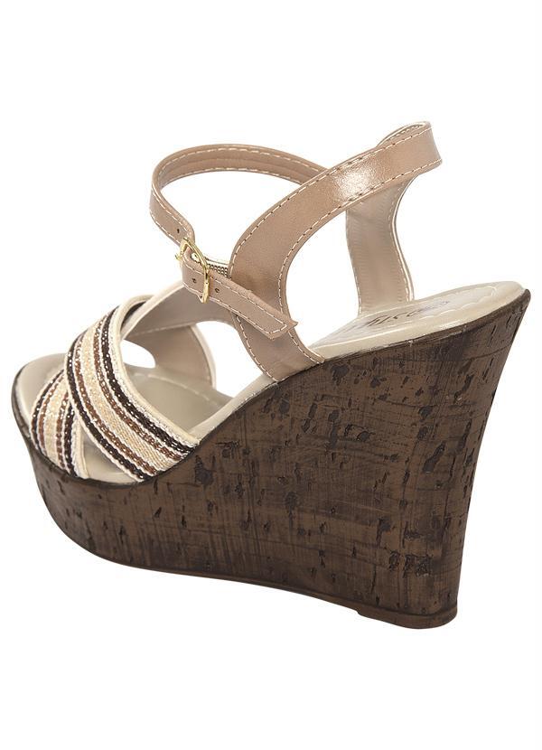 Perfecta - Sandália Plataforma Lurex Bege e Listrado 2