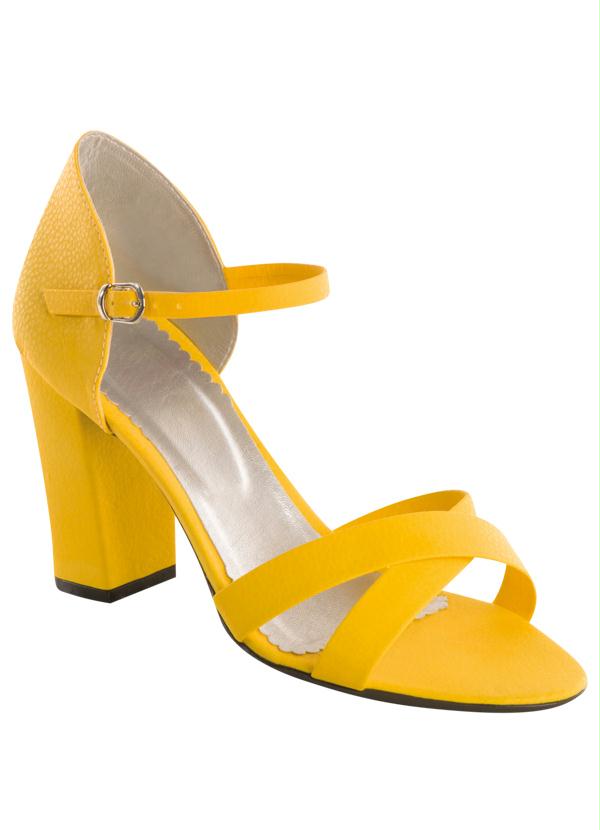 Marguerite - Sandália Salto Quadrado Amarelo