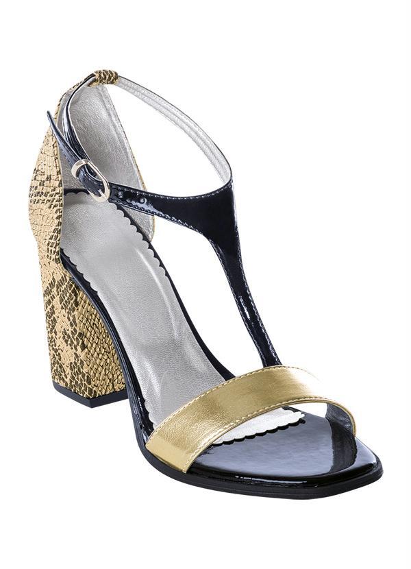 Outlet - Sandália Salto Robusto Print Cobra