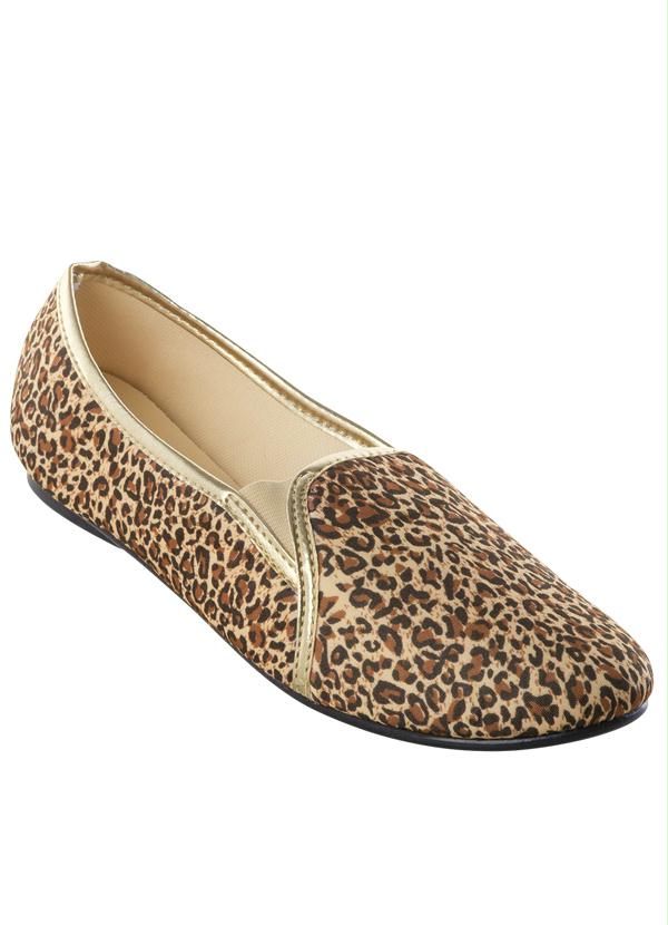 Perfecta - Sapatilha Slipper Marrom com Estampa de Onça