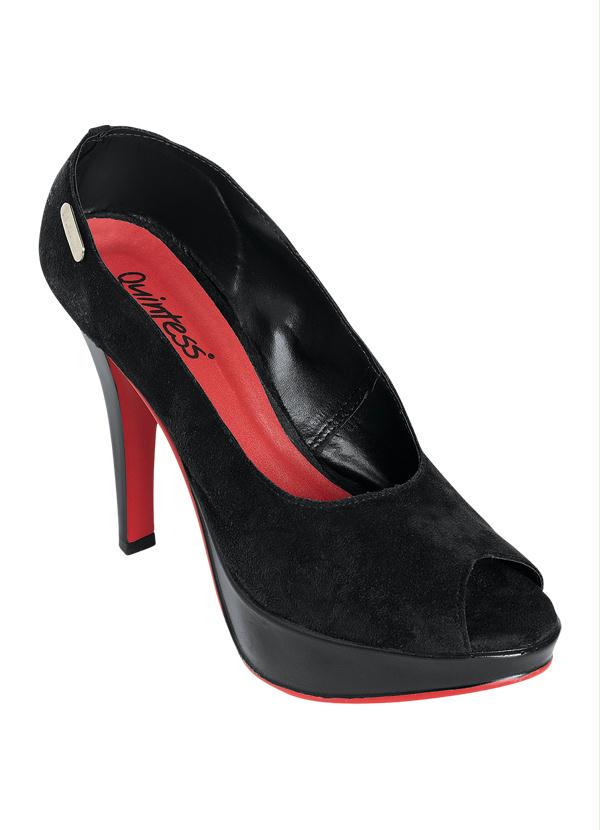 Quintess - Peep Toe Preto e Vermelho