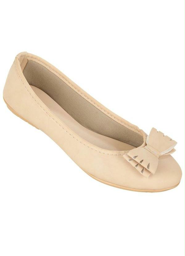 Outlet - Sapatilha Bege com Detalhe de Laço
