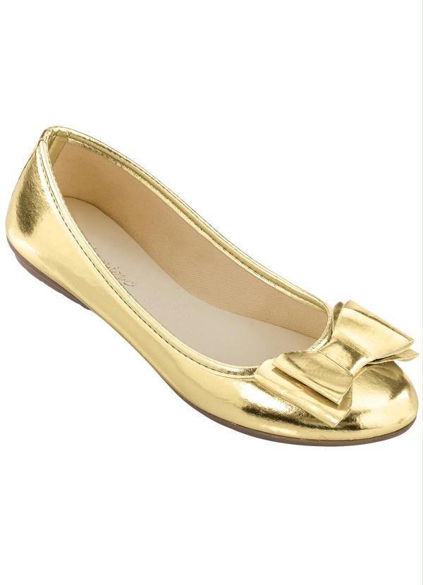 Outlet - Sapatilha Detalhe Laço Dourada