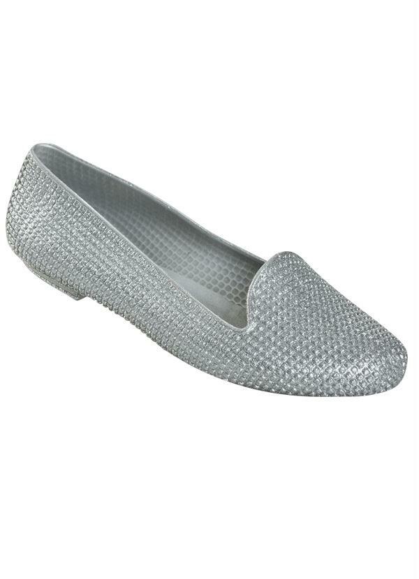 Outlet - Sapatilha Feminina Prata com Glitter