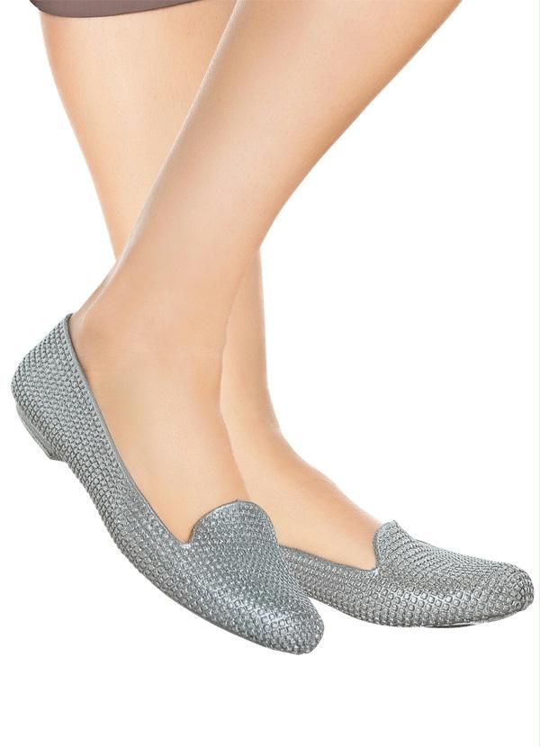 Outlet - Sapatilha Feminina Prata com Glitter 3