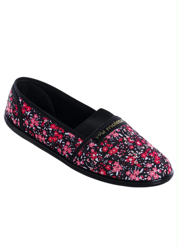 Moleca - Sapatilha Preto Floral Moleca