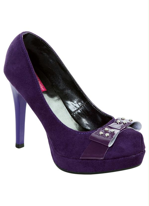 Outlet - Sapato Feminino Bico Tubarão Roxo