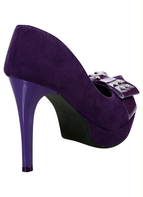 Outlet - Sapato Feminino Bico Tubarão Roxo 2
