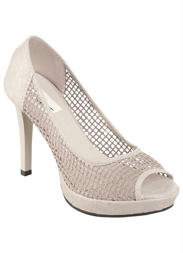 Outlet - Sapato Feminino Peep Toe Cinza
