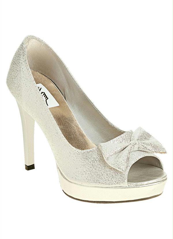 Outlet - Sapato Feminino Peep Toe com Laço Prata