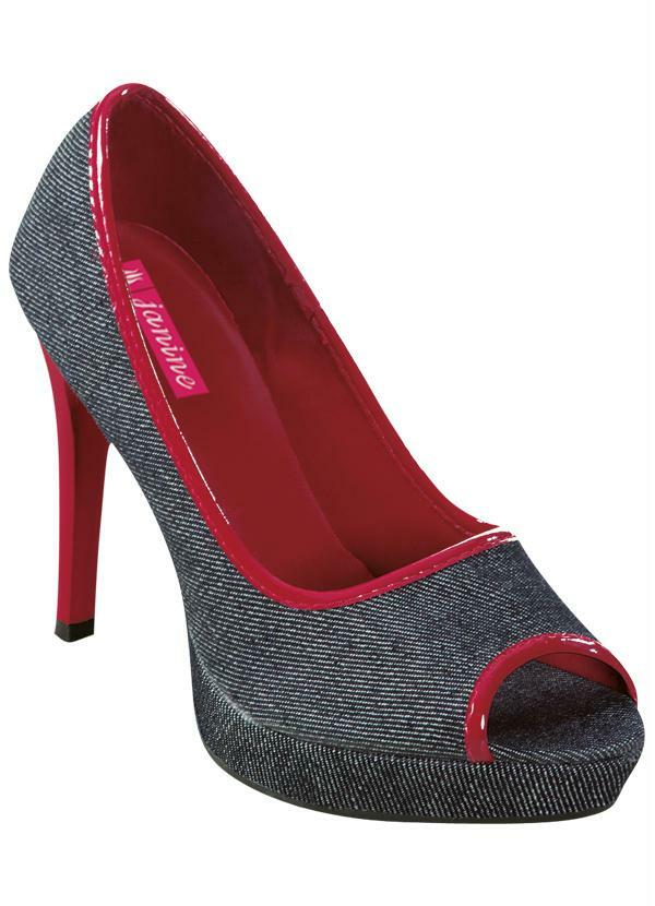 Outlet - Sapato Feminino Peep Toe Jeans