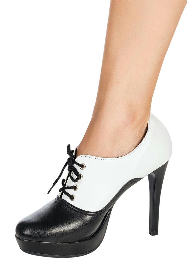 Outlet - Sapato Oxford com Salto Preto e Branco 5