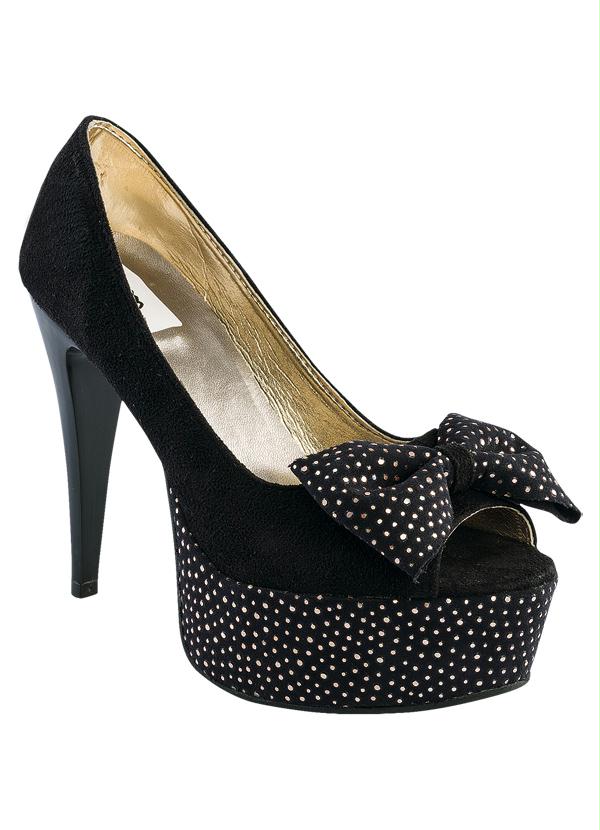 Outlet - Sapato Peep Toe Detalhe Laço Preto 1