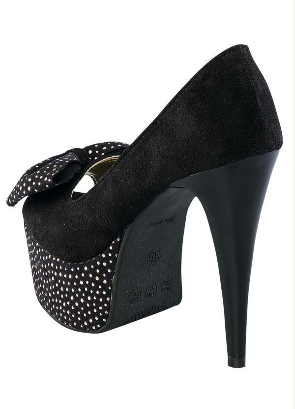 Outlet - Sapato Peep Toe Detalhe Laço Preto 2