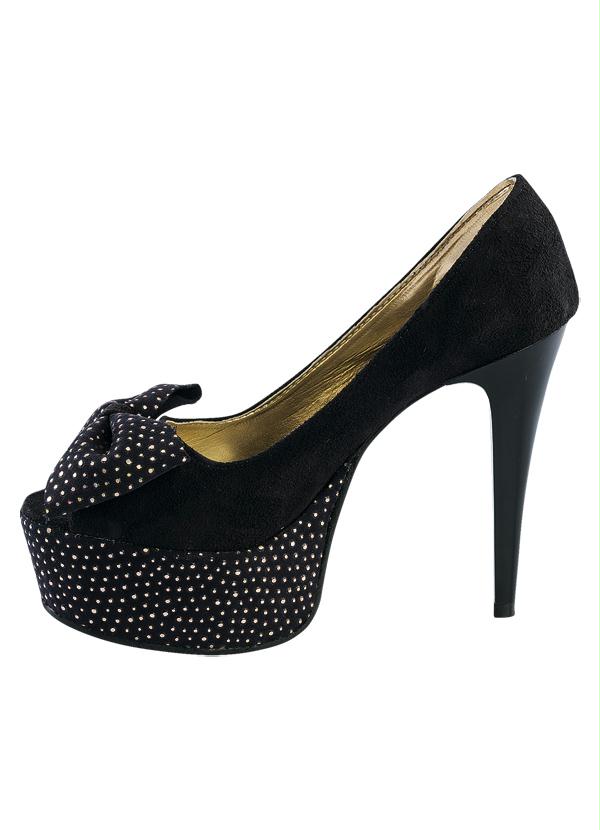 Outlet - Sapato Peep Toe Detalhe Laço Preto 3
