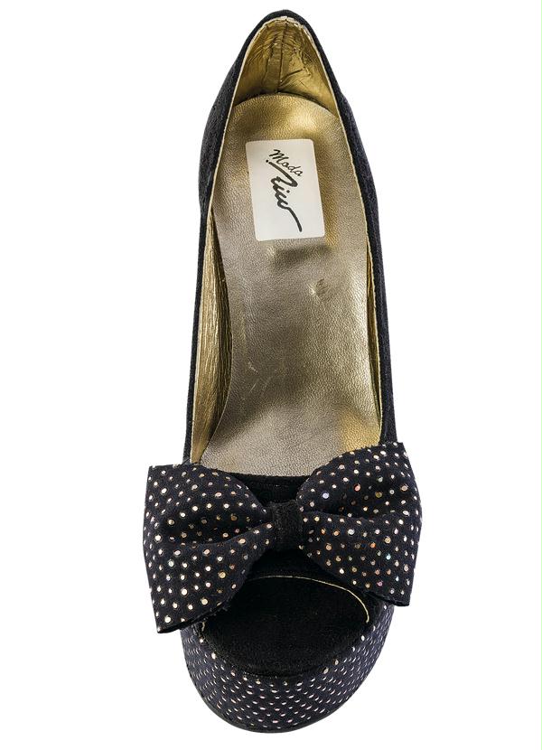 Outlet - Sapato Peep Toe Detalhe Laço Preto 4