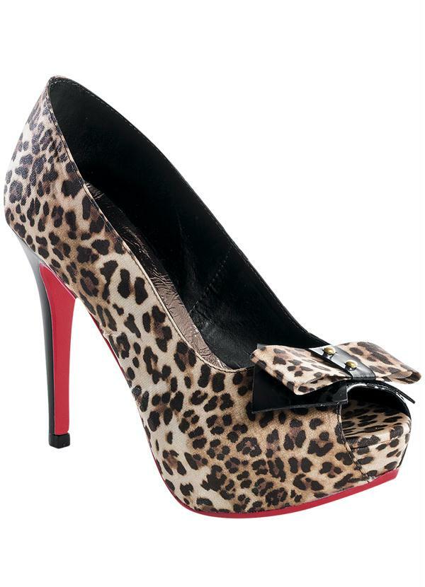 Outlet - Sapato Peep Toe Estampa Onça