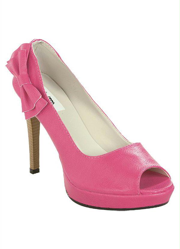 Outlet - Sapato Peep Toe Meia Pata Rosa