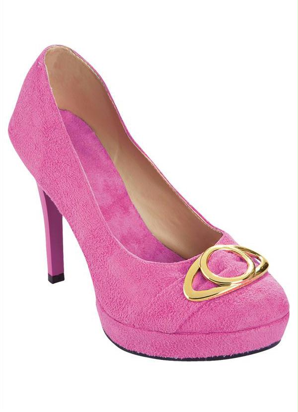 Outlet - Sapato Scarpin Rosa com Detalhe Dourado