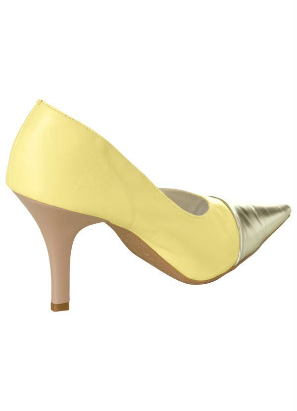 Quintess - Scarpin Cap Toe Amarelo e Dourado 2