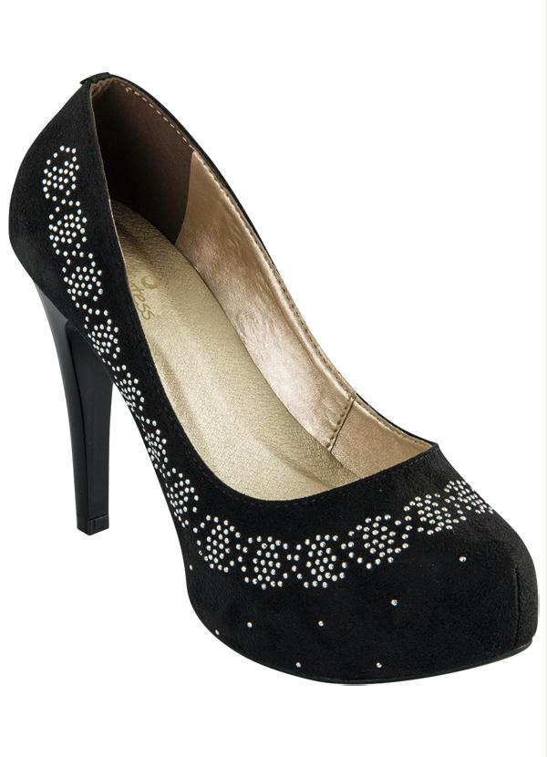 Quintess - Scarpin Meia Pata com Aplicações Preto 1