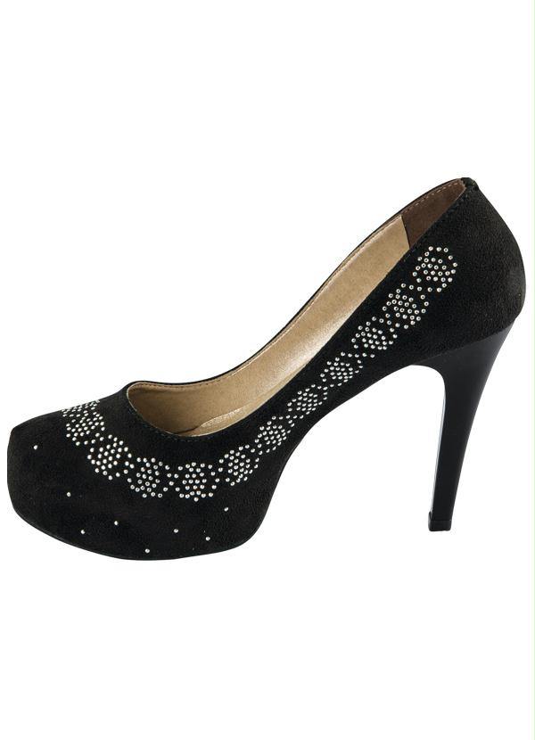 Quintess - Scarpin Meia Pata com Aplicações Preto 3