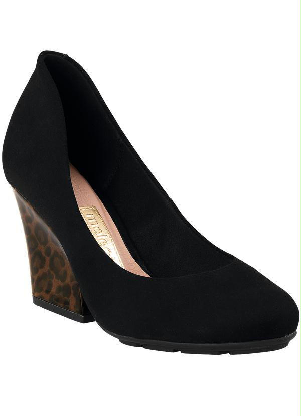 Moleca - Scarpin Preto Salto Estampa Onçinha Moleca