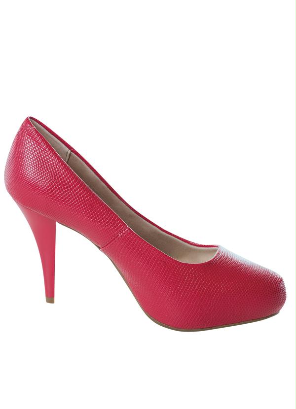 Beira Rio - Scarpin Texturizado Vermelho Beira Rio