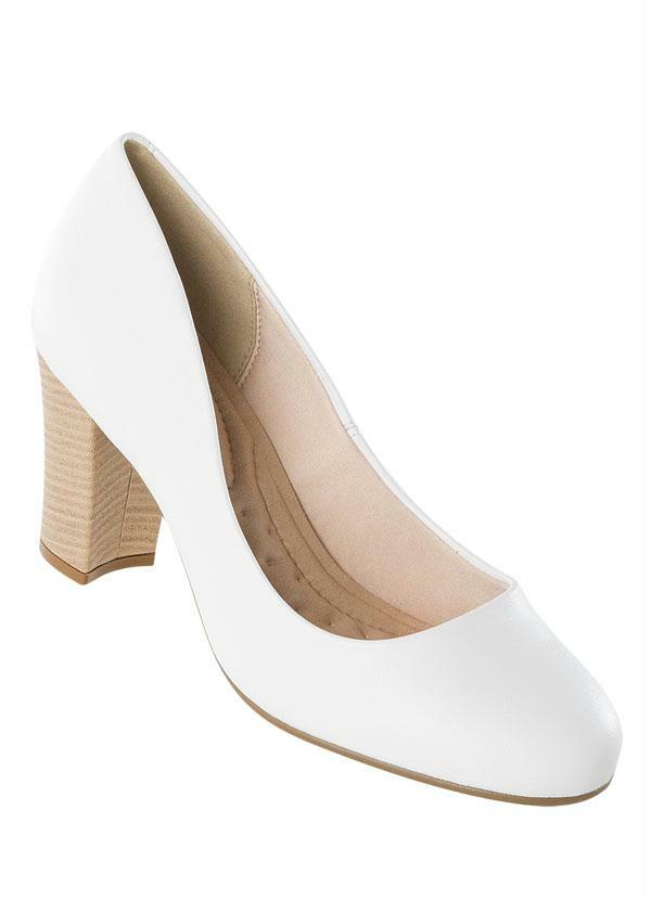 Sapato de Salto Quadrado Branco Beiro Rio - Perfecta