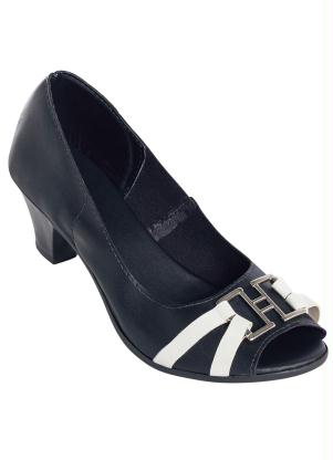 Perfecta - Sapato Peep Toe Bicolor Preto e Branco - PERFECTA